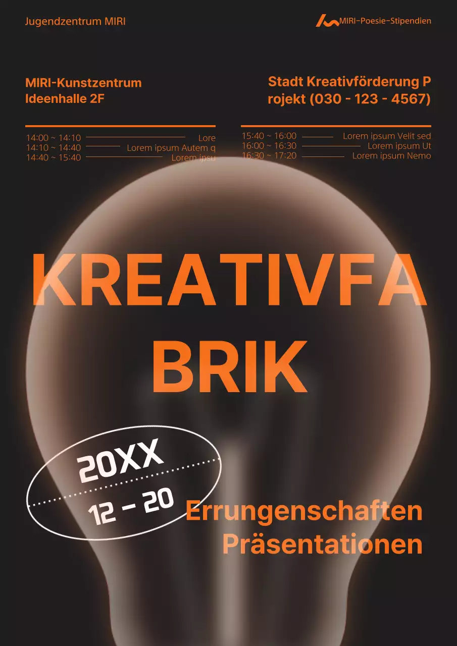 Fördern Sie eine moderne orange-schwarze Leistungspräsentation