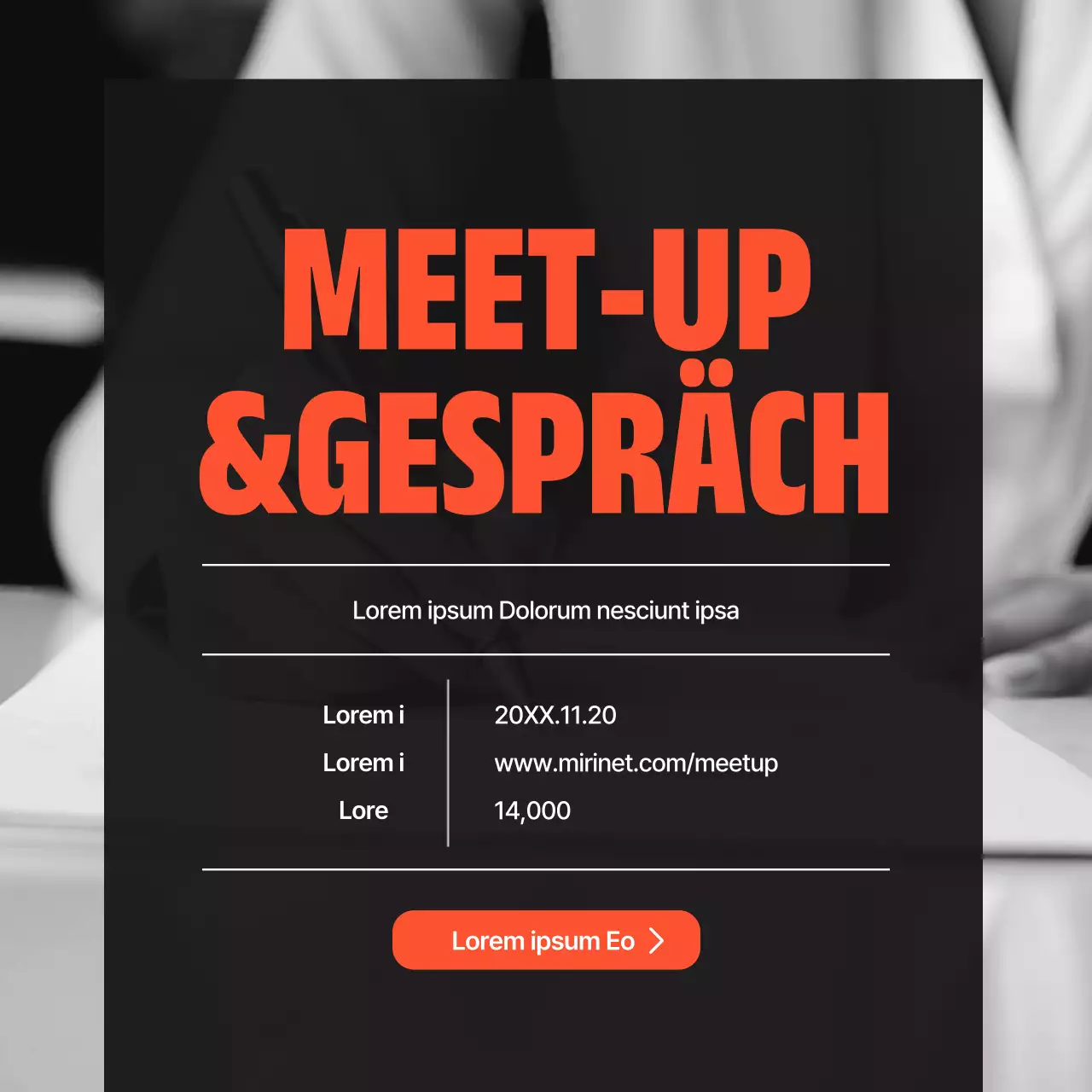 Ein modernes, schwarz-weißes und orangefarbenes Anschreiben für ein Vorstellungsgespräch