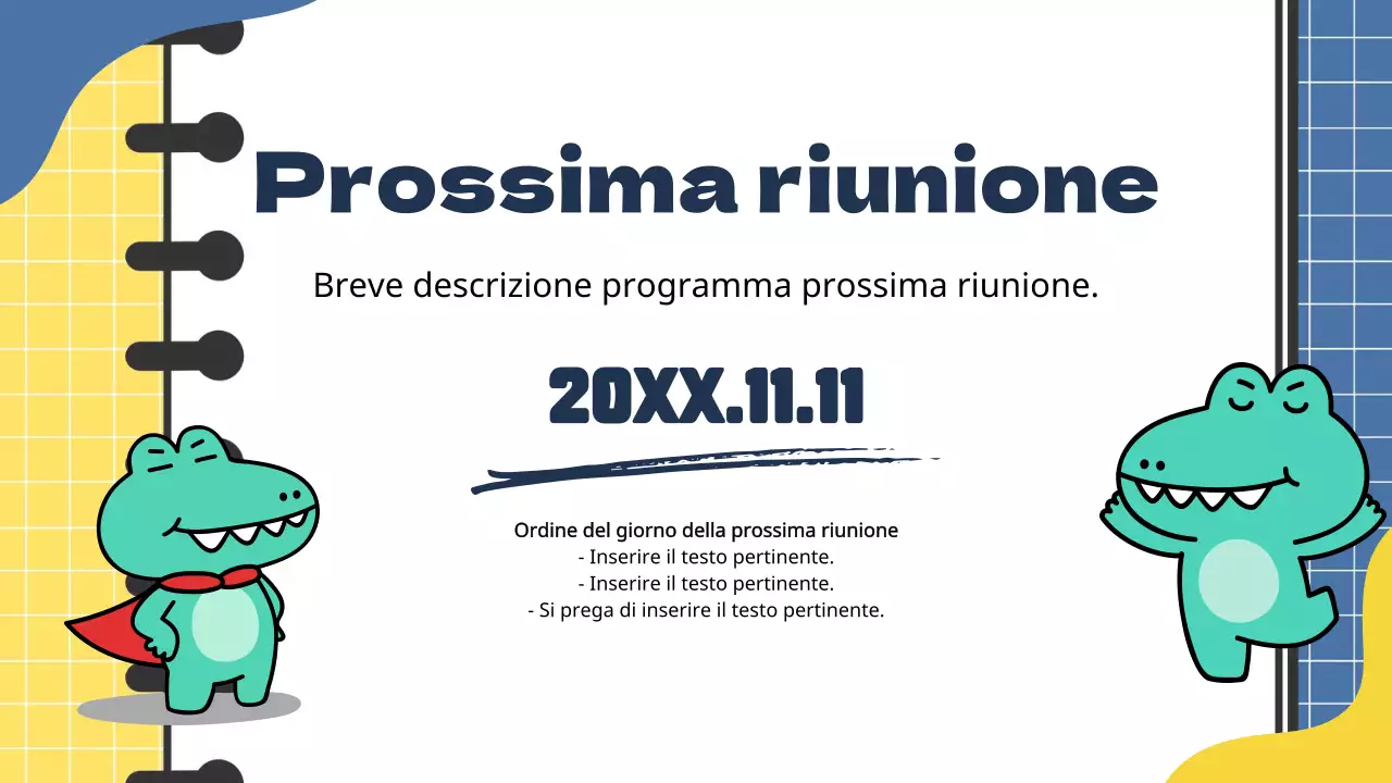 Relazione sugli appunti di marketing di tendenza blu e gialla
