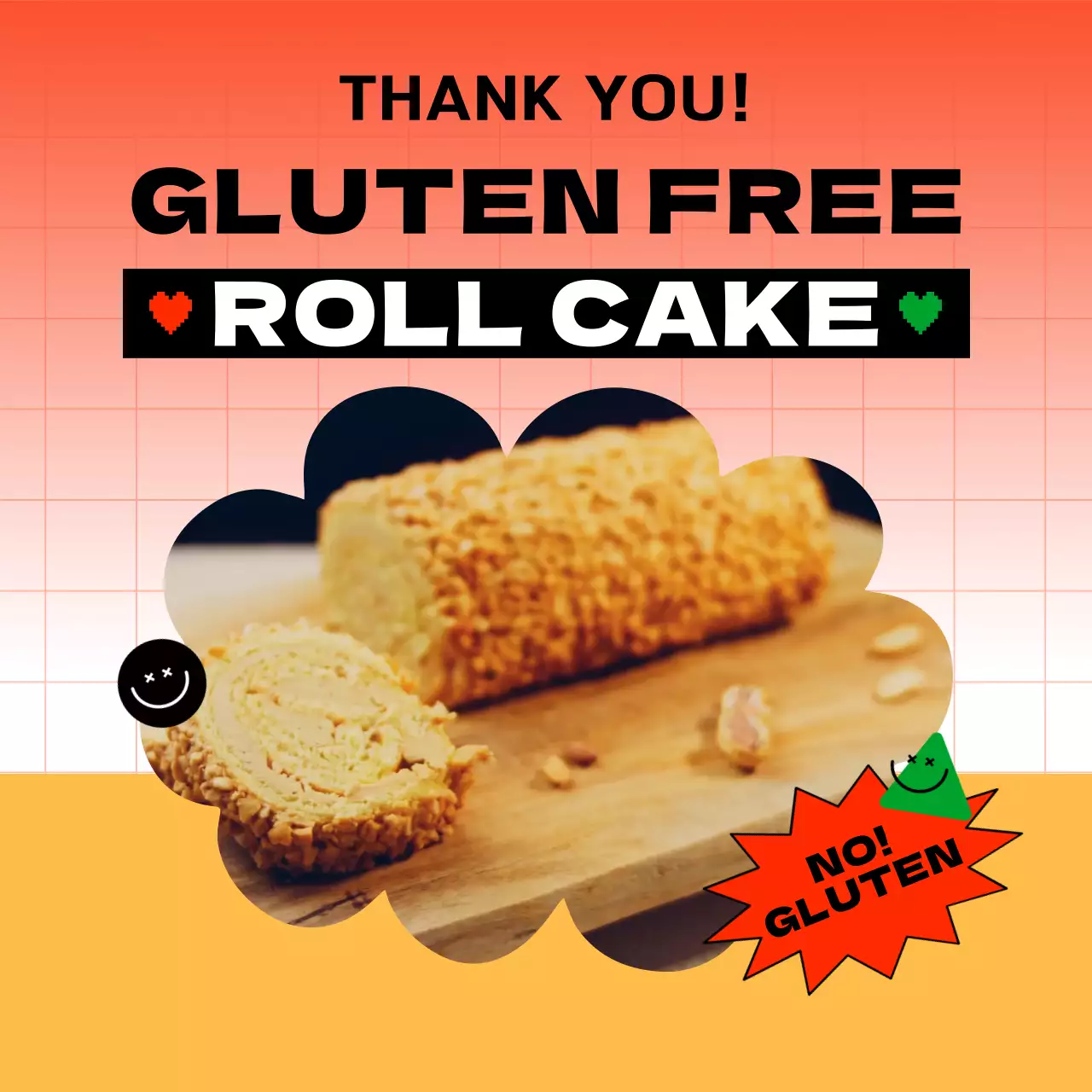 오렌지 트렌디 케이크 프로모션 소셜 미디어 게시물