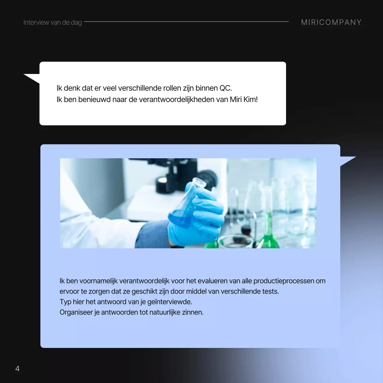 Minimalistische informatie voor sollicitatiegesprek in lichtblauw en zwart