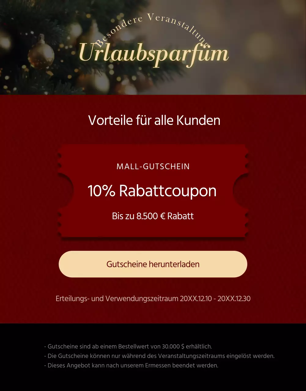Werben Sie für ein luxuriöses Weihnachtsgeschäft in Rot und Gelb