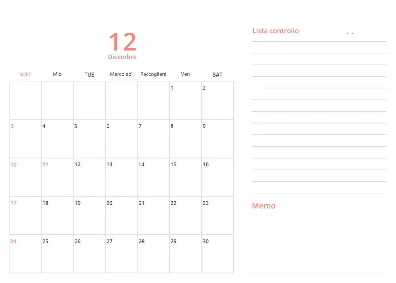 Simpatico calendario da tavolo illustrato verde a tema famiglia