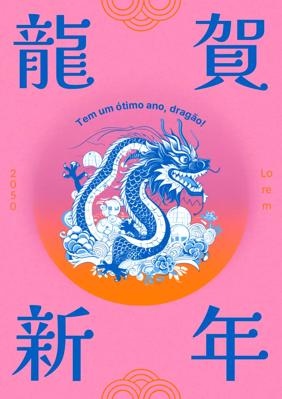 Saudações de Ano Novo kitsch em cor-de-rosa