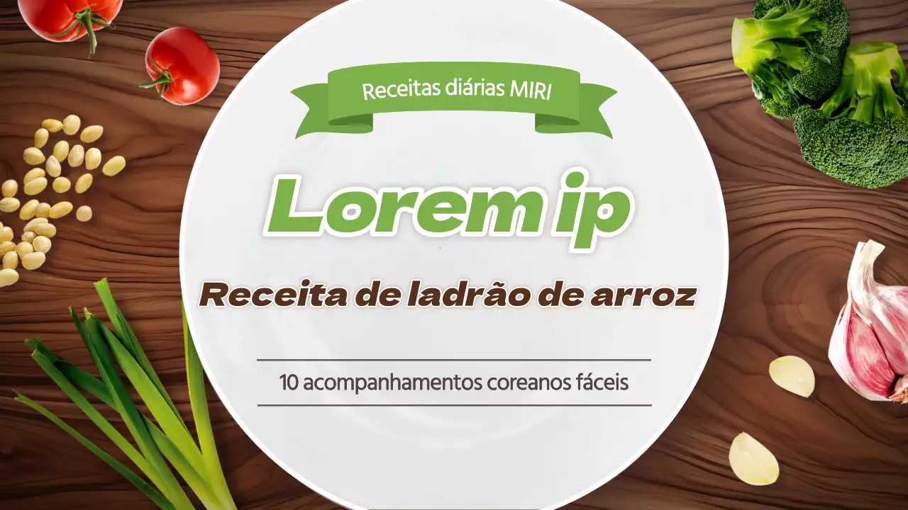 Receita básica de ladrão de arroz de acompanhamento coreano nas cores castanho e verde claro