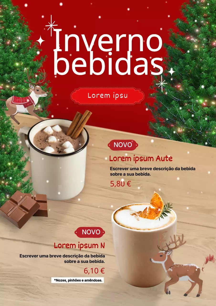 Promover bebidas de inverno do Red Luxury Cafe