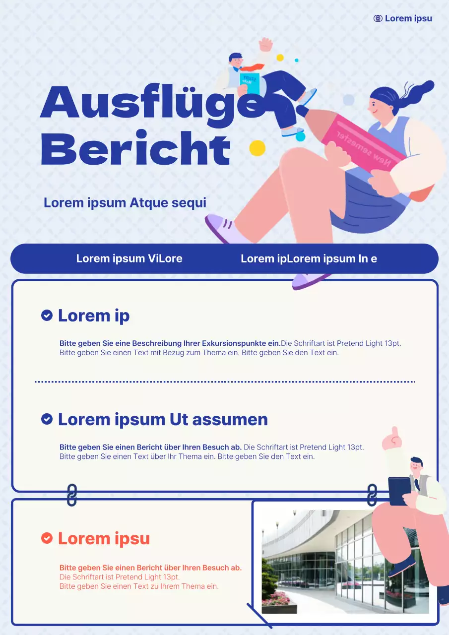 Ein einfacher Exkursionsbericht in Blau und Hellblau