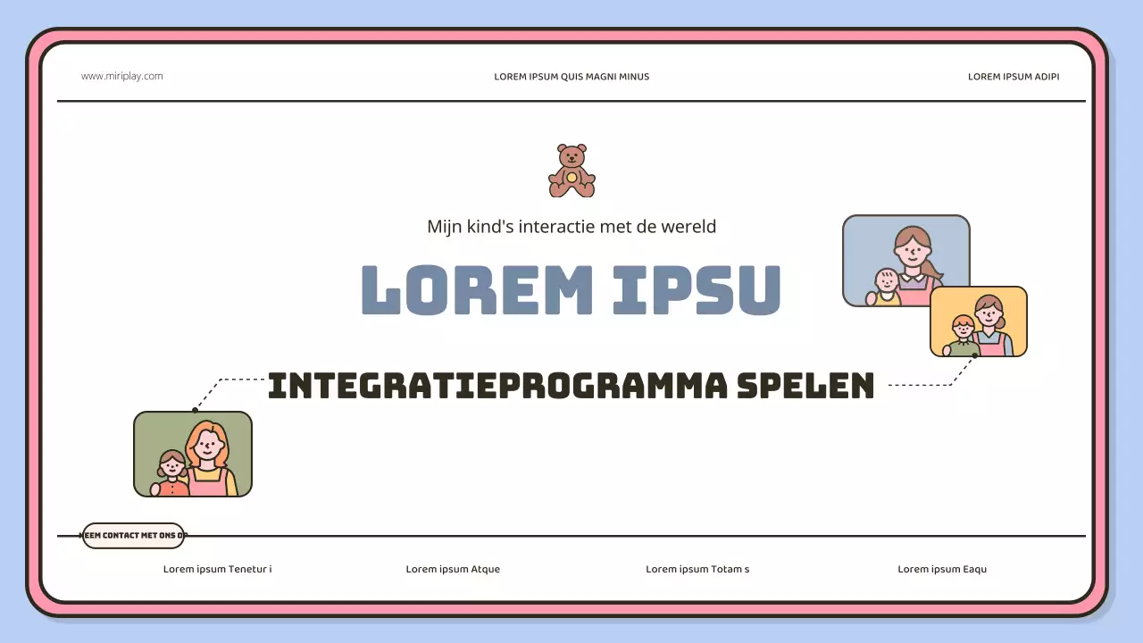 Een schattige baby- en peuterinstructeursportefeuille in lichtblauw en roze