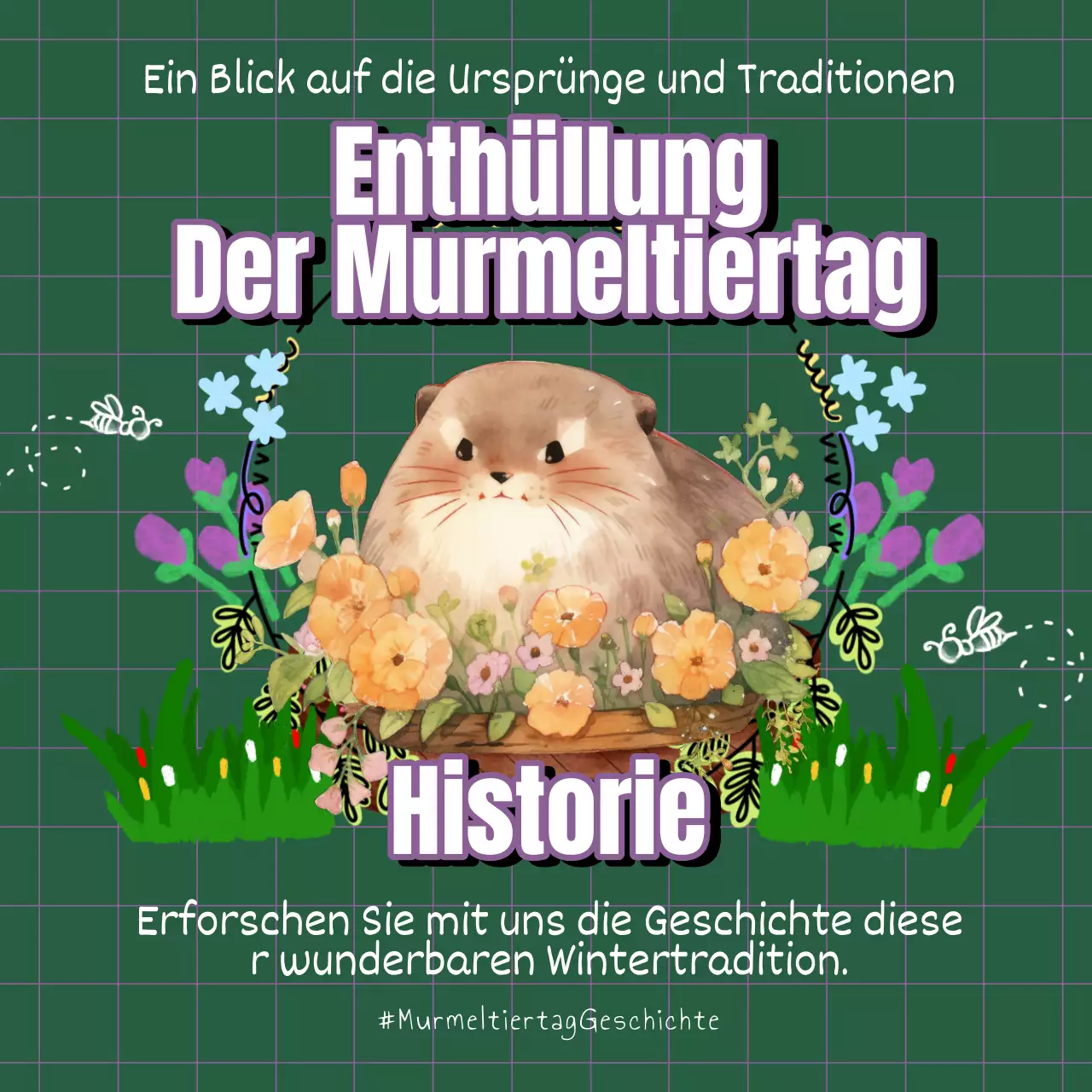 Grün und lila Kitsch Murmeltiertag Geschichte Werbung