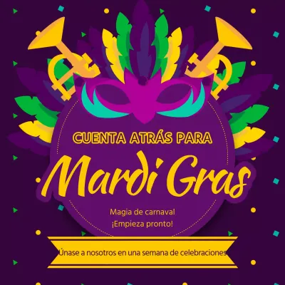 Anuncio Kitsch Púrpura y Amarillo de la Cuenta Atrás del Carnaval