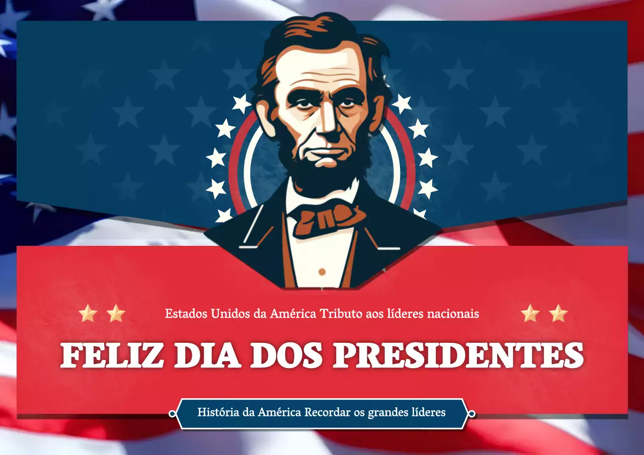 Publicidade vintage vermelha e azul para o Dia do Presidente