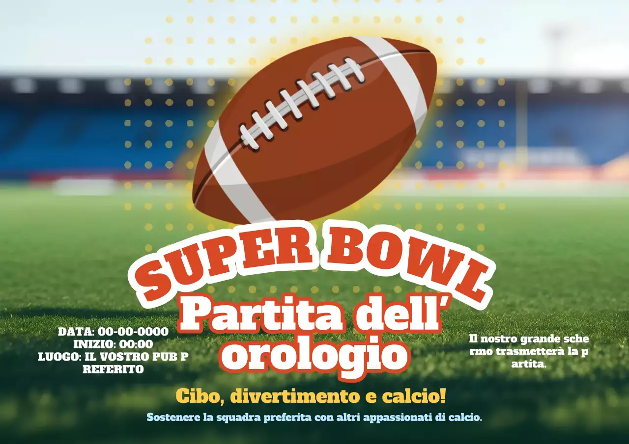 Invito classico verde e rosso per la visione del Super Bowl