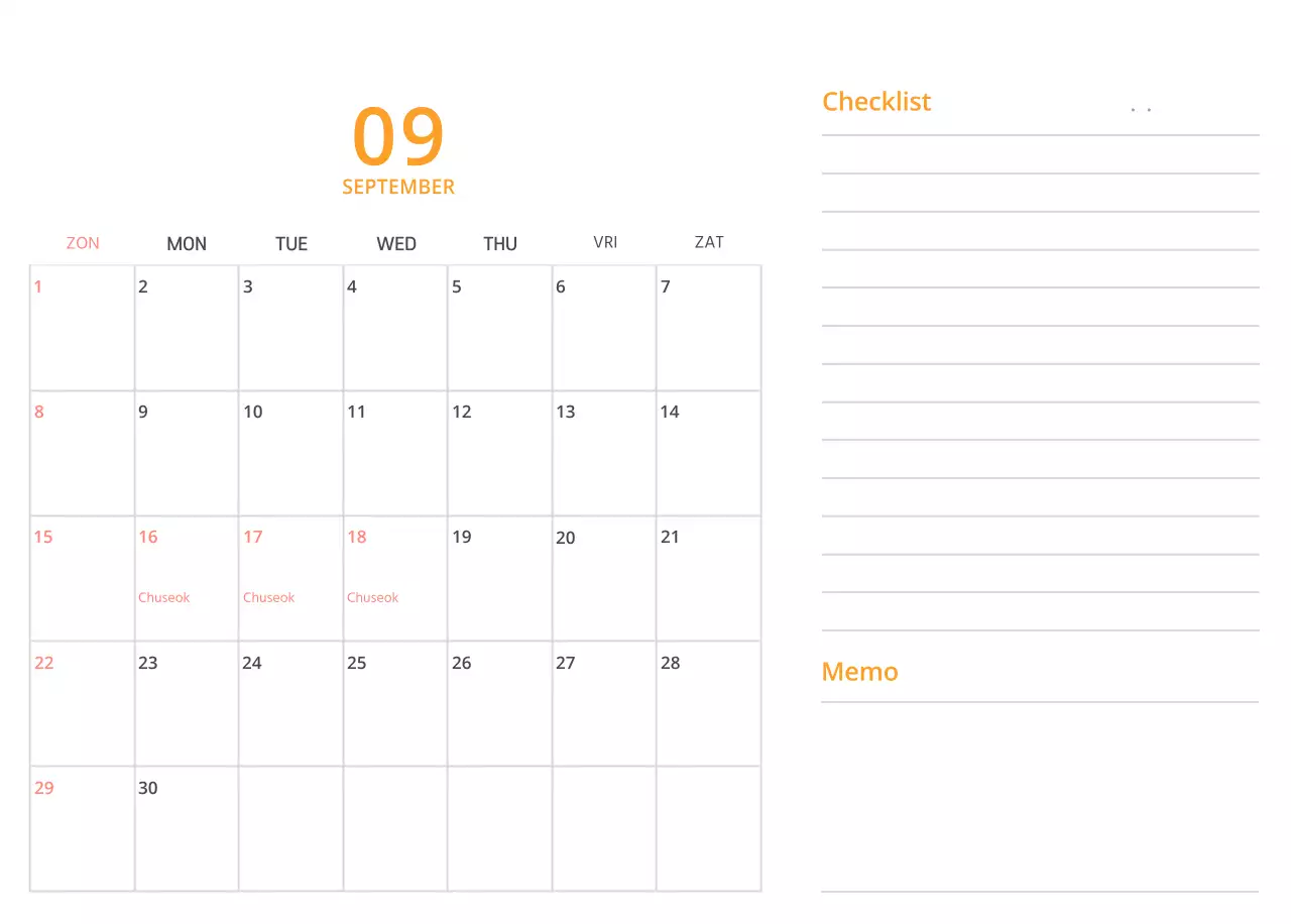 Schattige geïllustreerde groene bureaukalender met familiethema