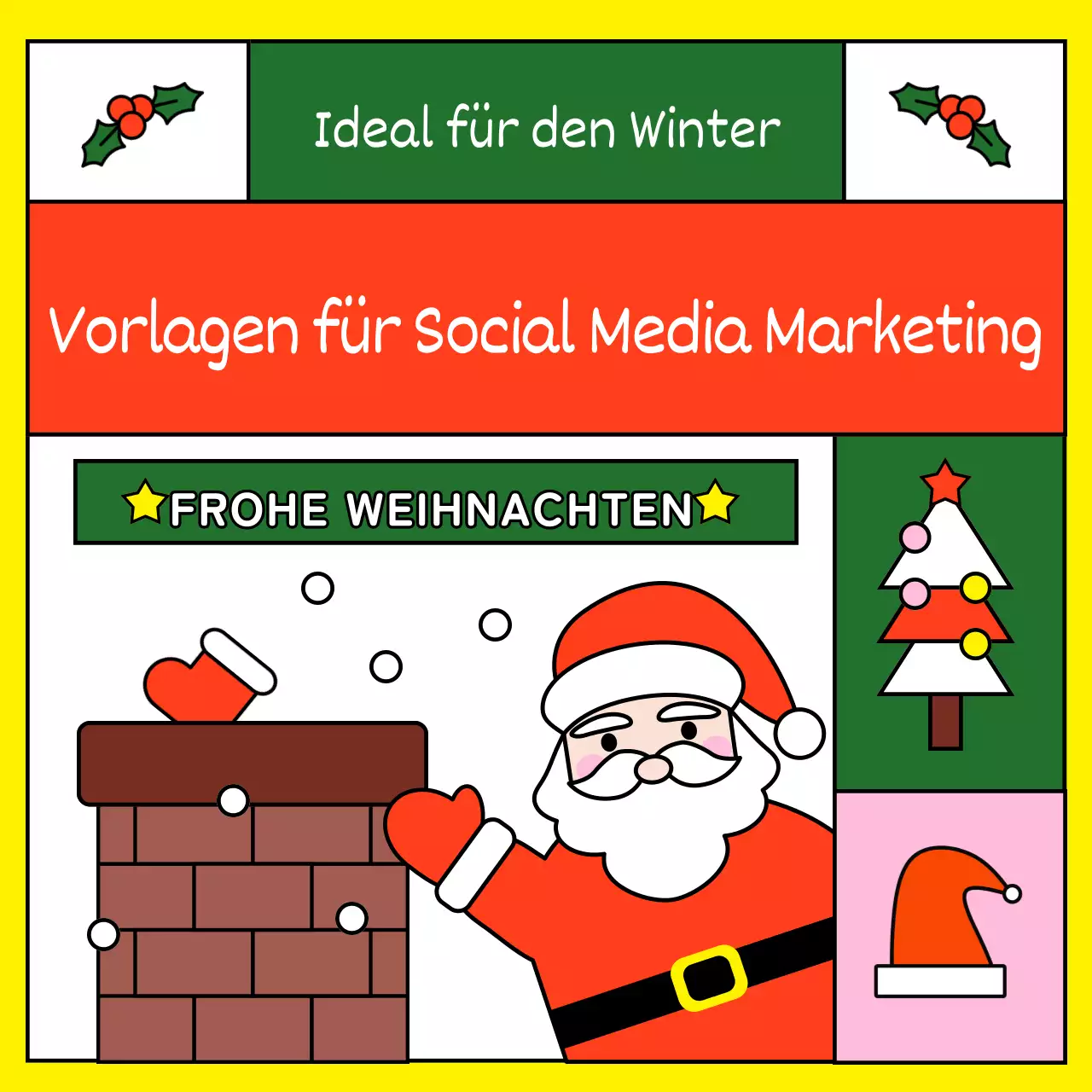 Niedliche Weihnachtsvorlage Anzeige in rot und gelb