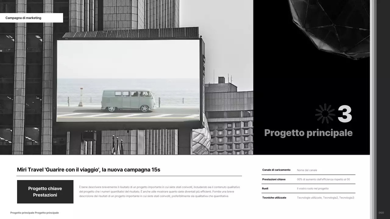 Portafoglio minimalista in bianco e nero per marketer in carriera