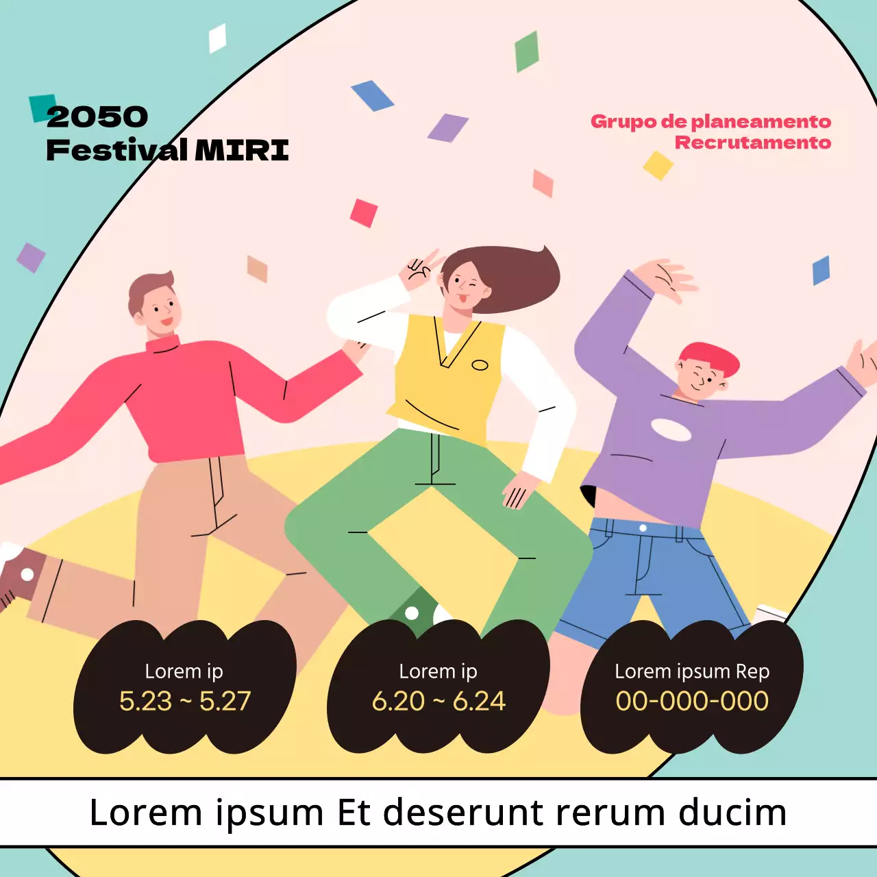 Promova o festival da juventude com um toque de amarelo e cor-de-rosa.