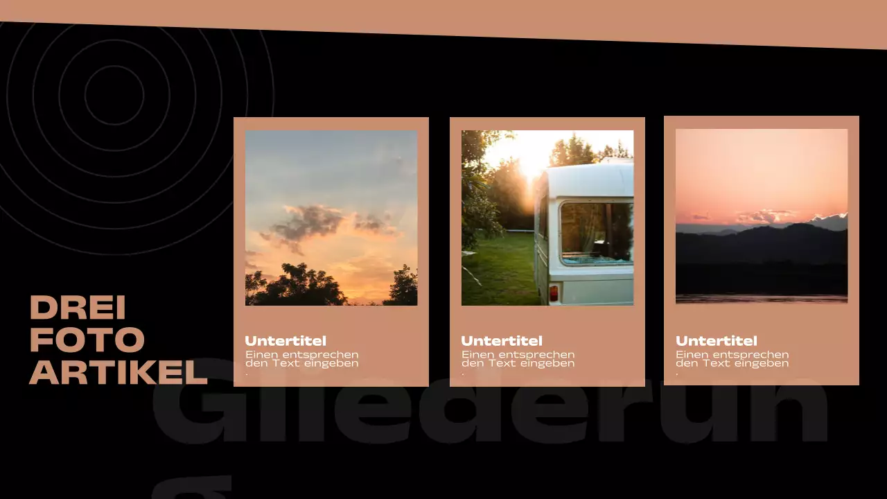 Brauner und schwarzer Minimal-Seitenbericht mit mehreren Layouts