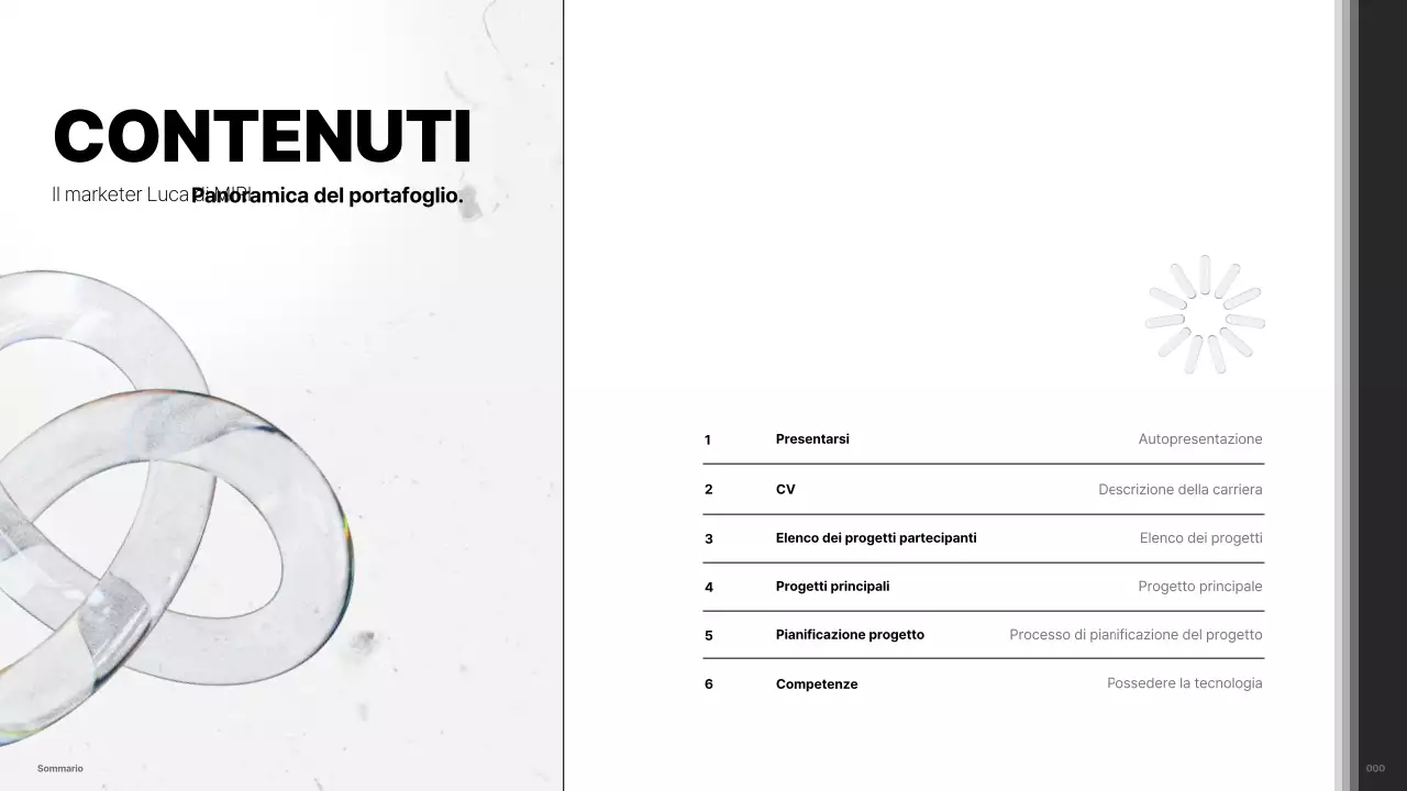 Portafoglio minimalista in bianco e nero per marketer in carriera
