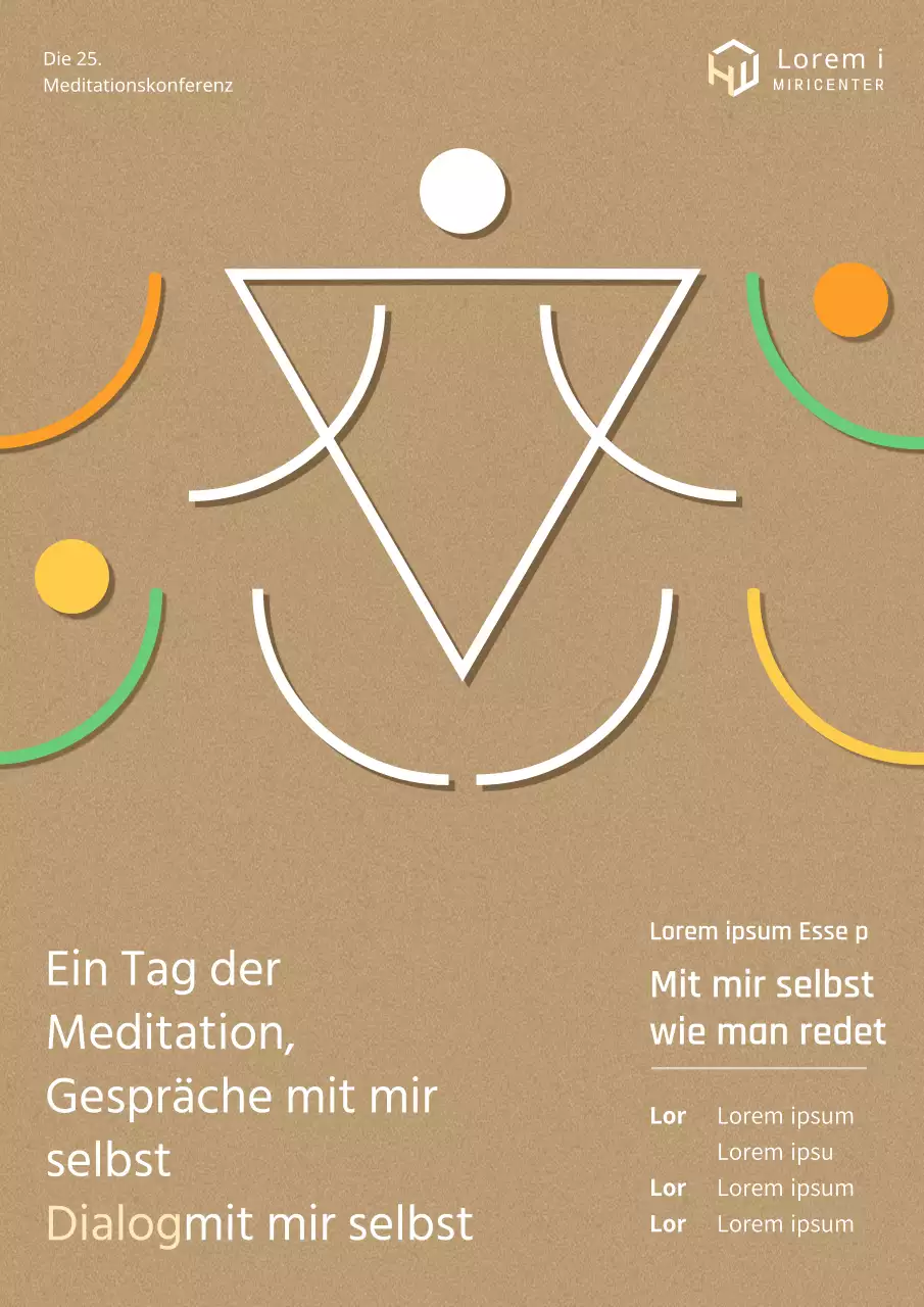 Werbung für eine moderne Meditationskonferenz in Beige