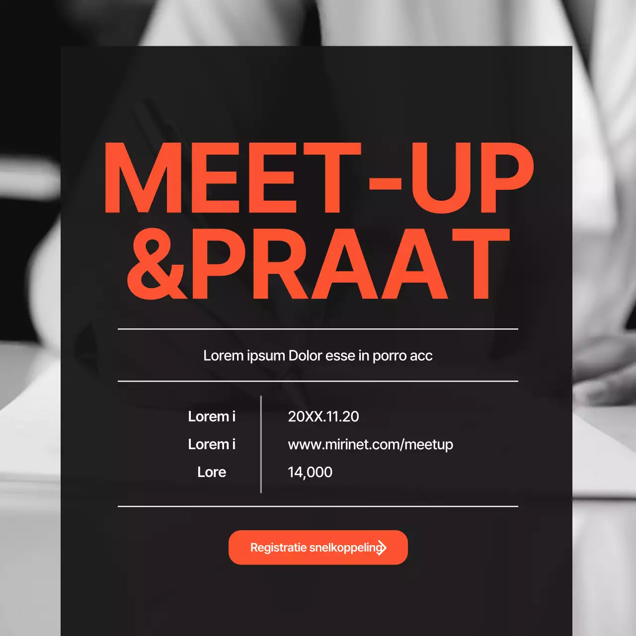 Een moderne, zwart-wit en oranje sollicitatiebrief voor ondernemersinterviews