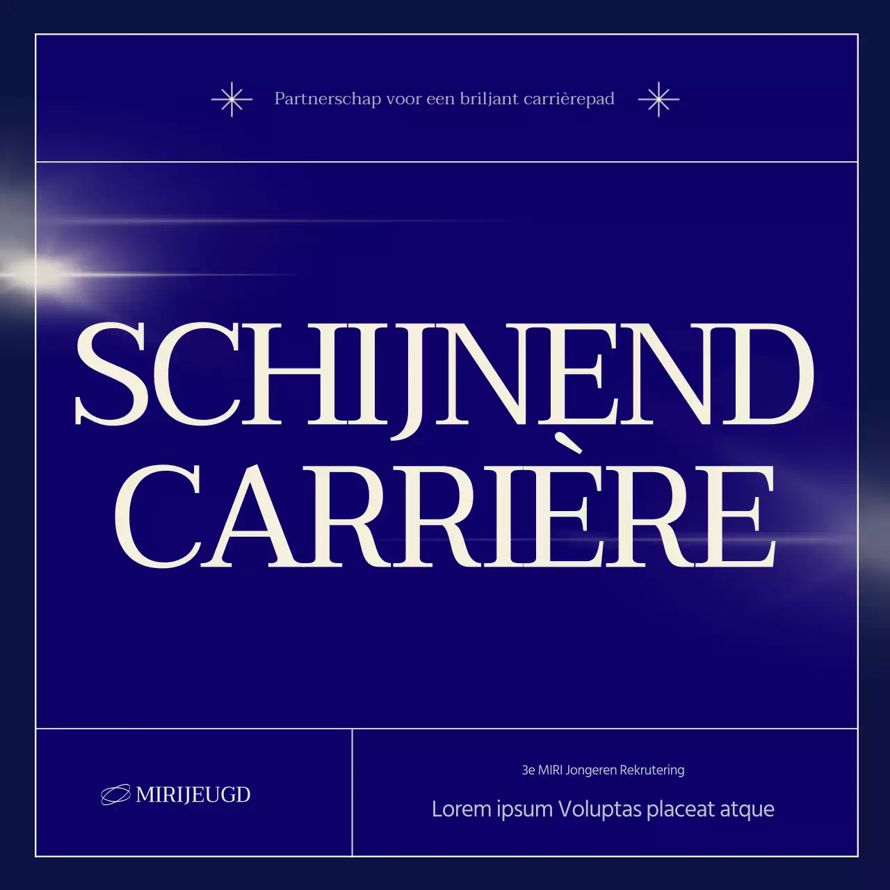 Een eenvoudige gemeenschapswervingspost in marineblauw en beige