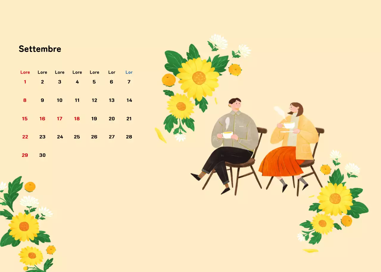 Un calendario di Capodanno caldo e illustrato