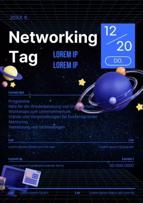 Bewerben Sie einen trendigen Startup-Networking-Tag in Blau und Schwarz