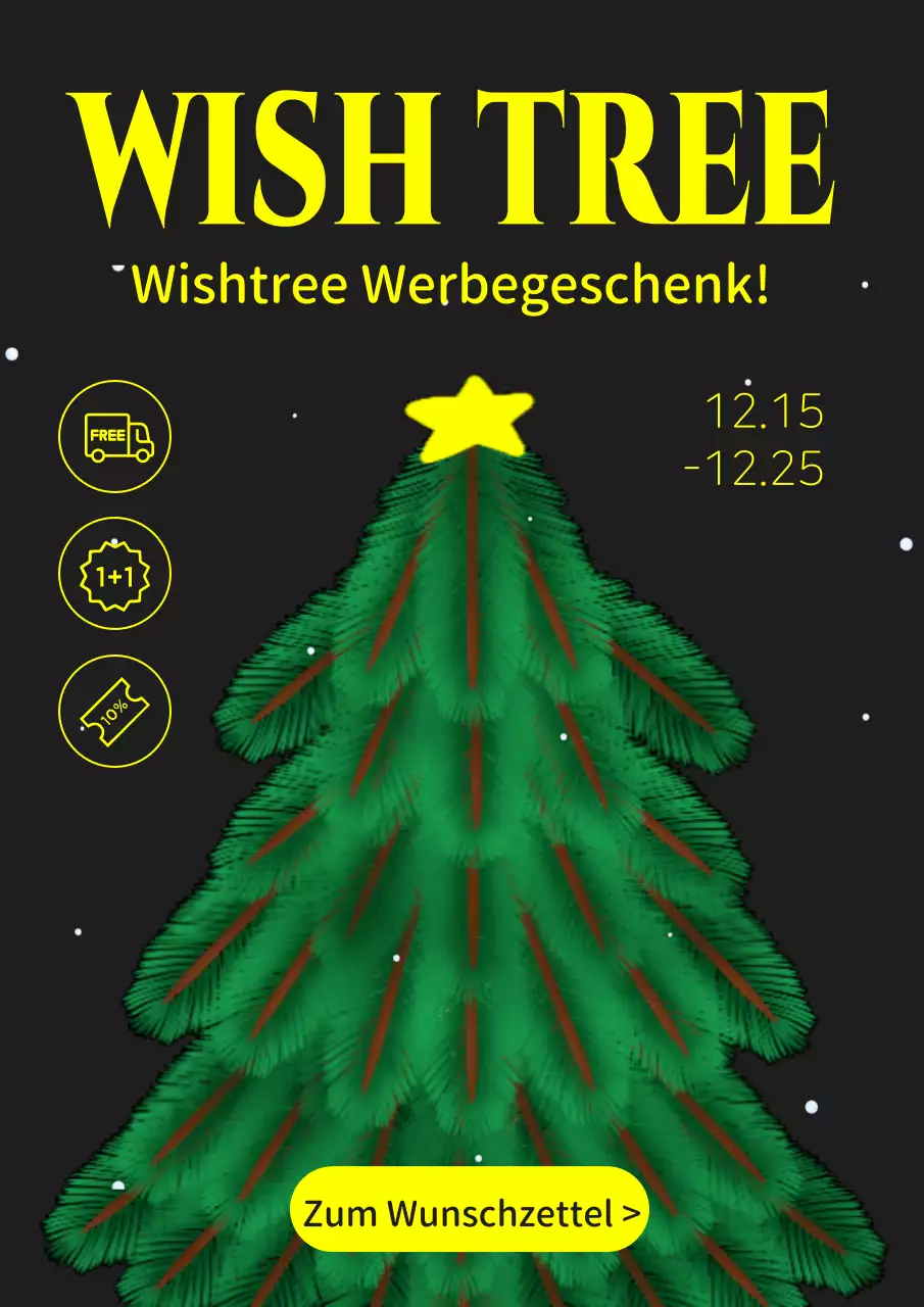 Minimalistische Werbung für Weihnachtsgeschenke in Grün und Gelb