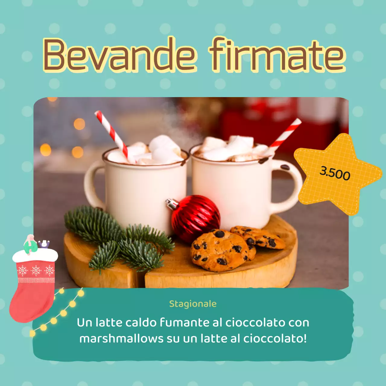 Un'accogliente pubblicità invernale di marketing virale in menta e marrone