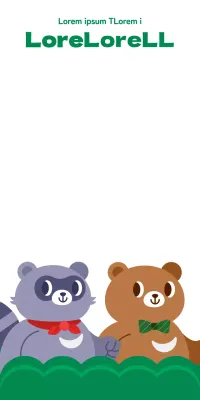 Zona fotografica del gruppo di protezione degli animali con illustrazioni di simpatici personaggi animali