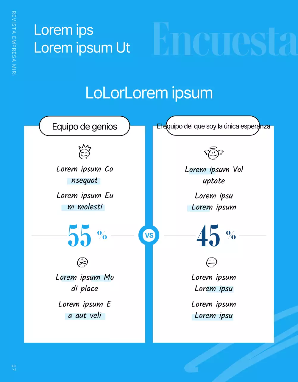 Revista interna corporativa moderna en azul claro y blanco