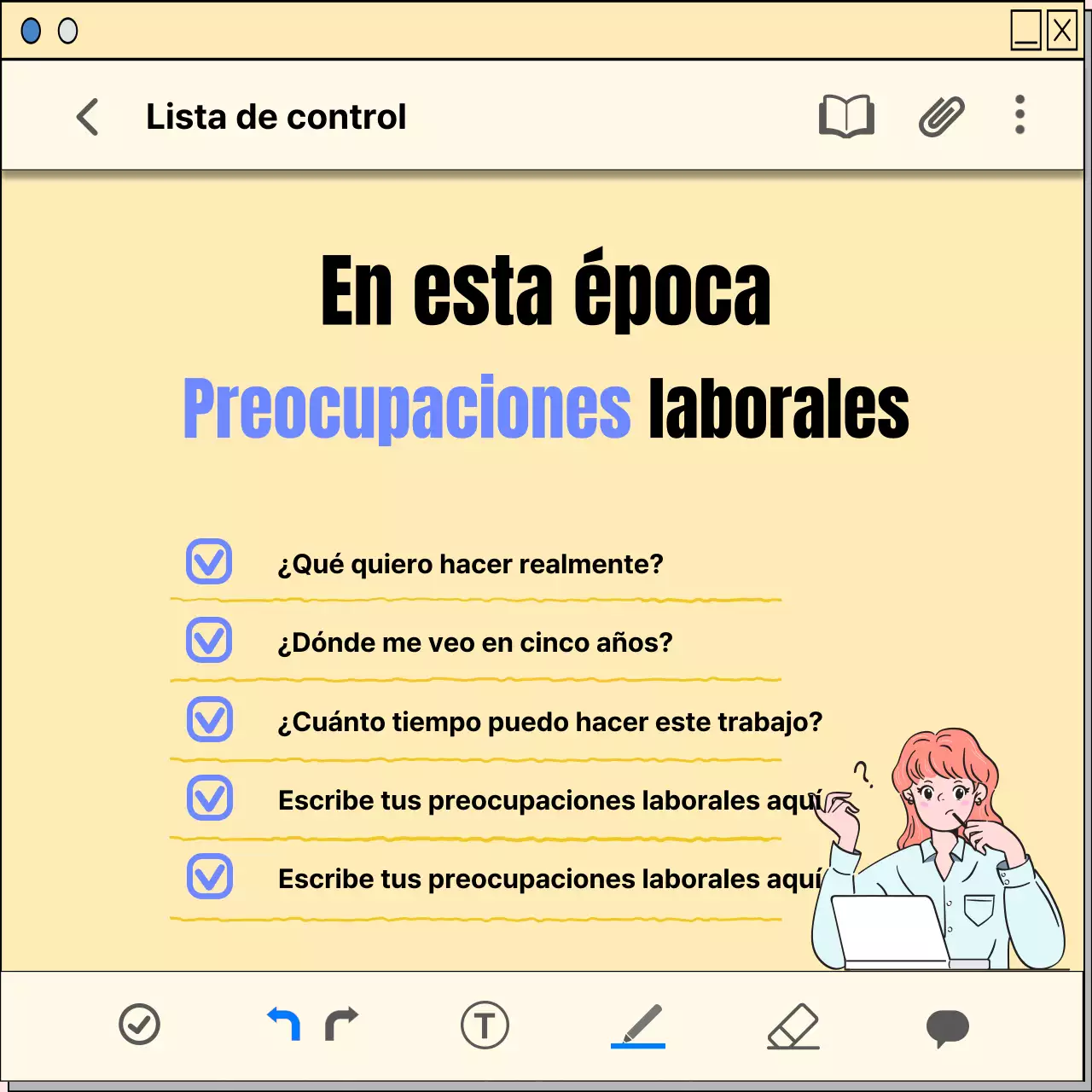 Una guía de planificación profesional con un concepto de bloc de notas amarillo y kitsch.