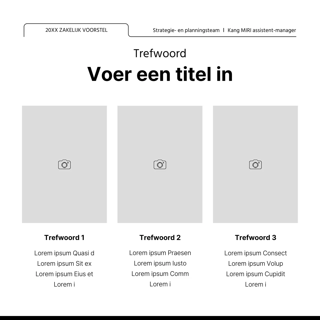 Promoot een lay-outontwerp met veel eenvoudige fotolijsten in wit en zwart