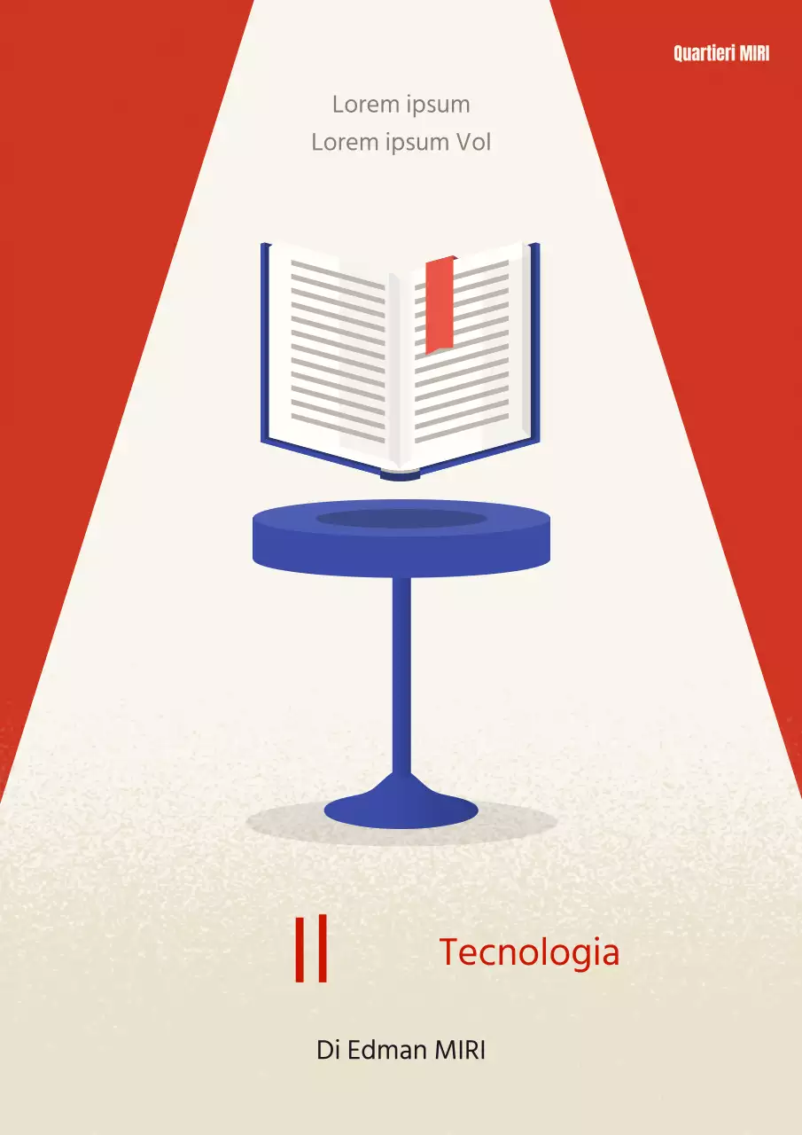 Copertina tecnica semplice e di rapida lettura in rosso e blu