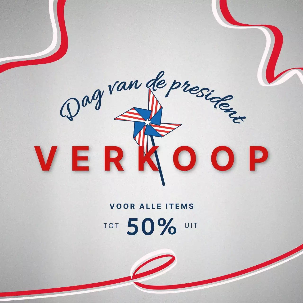 Grijs en rood Basic President's Day Advertentie