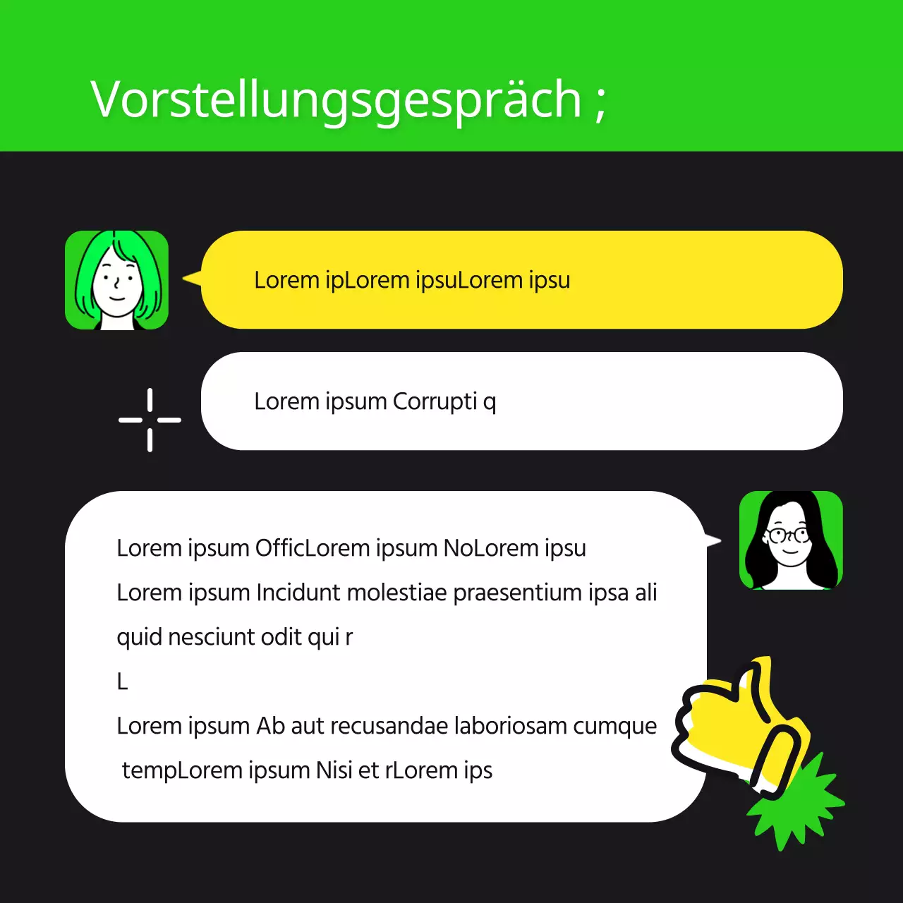 Informationen zum Vorstellungsgespräch im trendigen Stil von Lindgrün und Schwarz