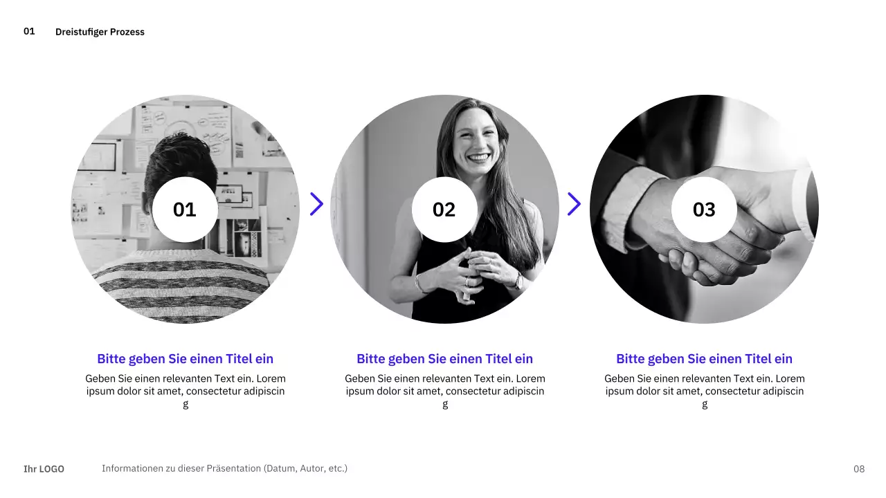Einfache, abwechslungsreiche Layouts in Blau für die Planung