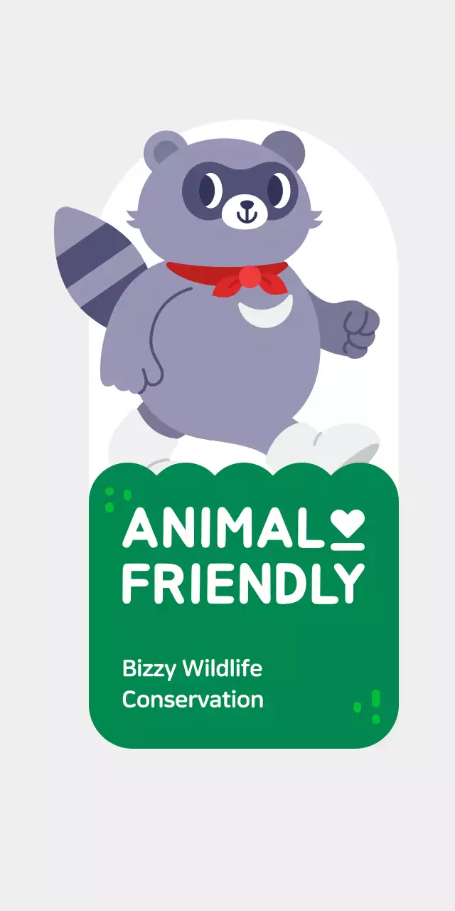 Animal advocacy organization event sign with cute animal character illustrations