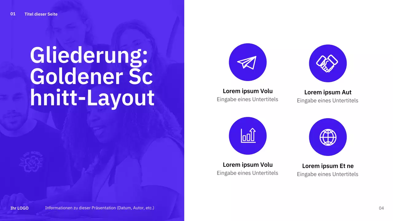 Einfache, abwechslungsreiche Layouts in Blau für die Planung