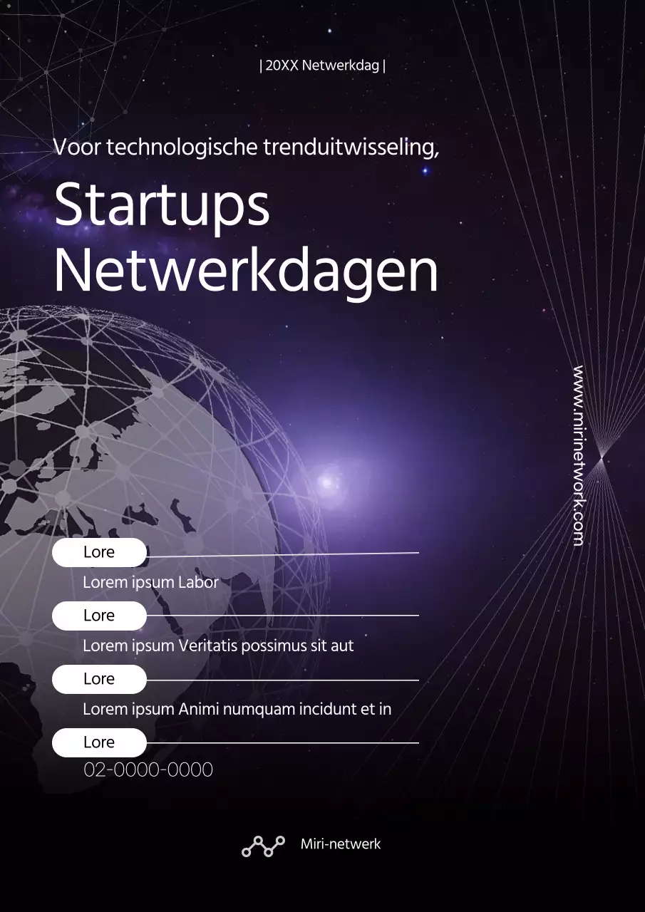 Promoot een trendy startup netwerkdag in paars en wit