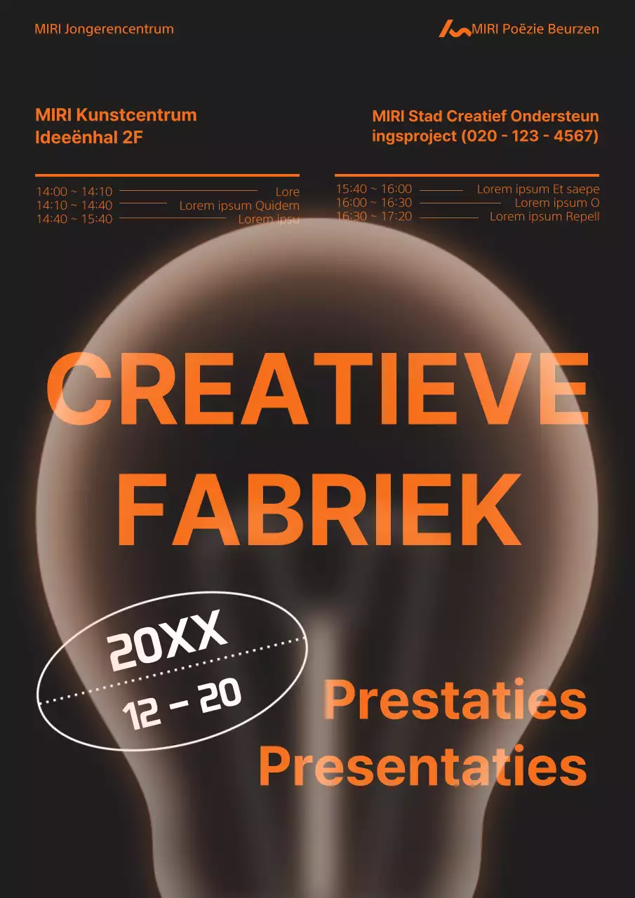 Bevorder een moderne oranje en zwarte prestatiepresentatie