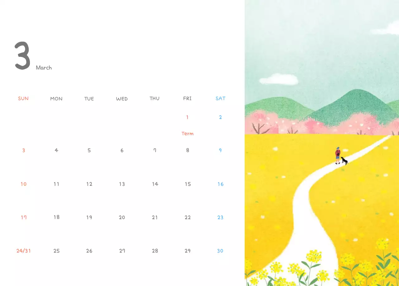 Cute calendars with cozy illustrations