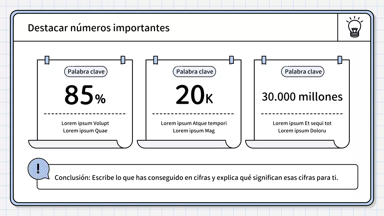 Un sencillo informe de síntesis de color azul claro