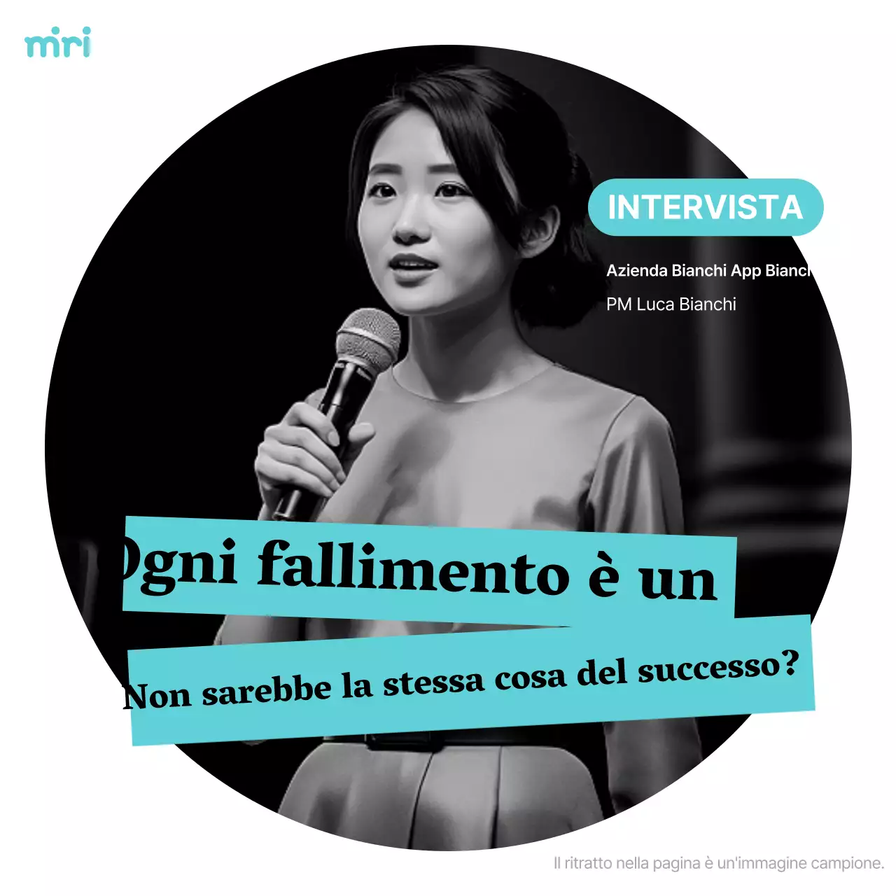 Promuovere interviste e colloqui di personalità semplici, in bianco e azzurro.