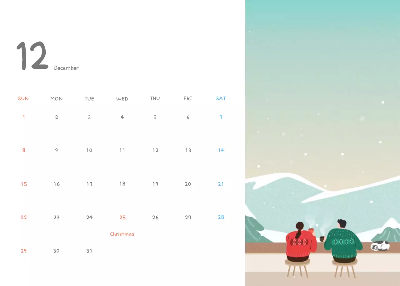 Cute calendars with cozy illustrations