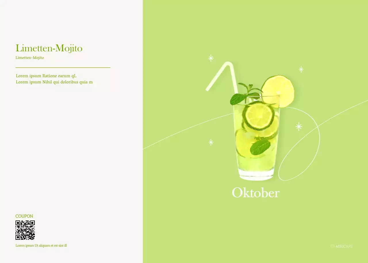 Cafe-Kalender mit Empfehlungen für das Getränk des Monats