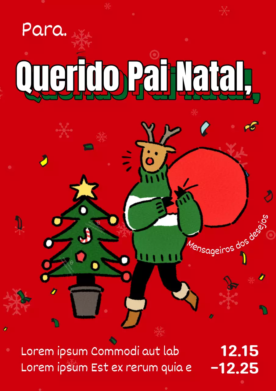 Anúncio de rifa de Natal em arte pop em vermelho e verde