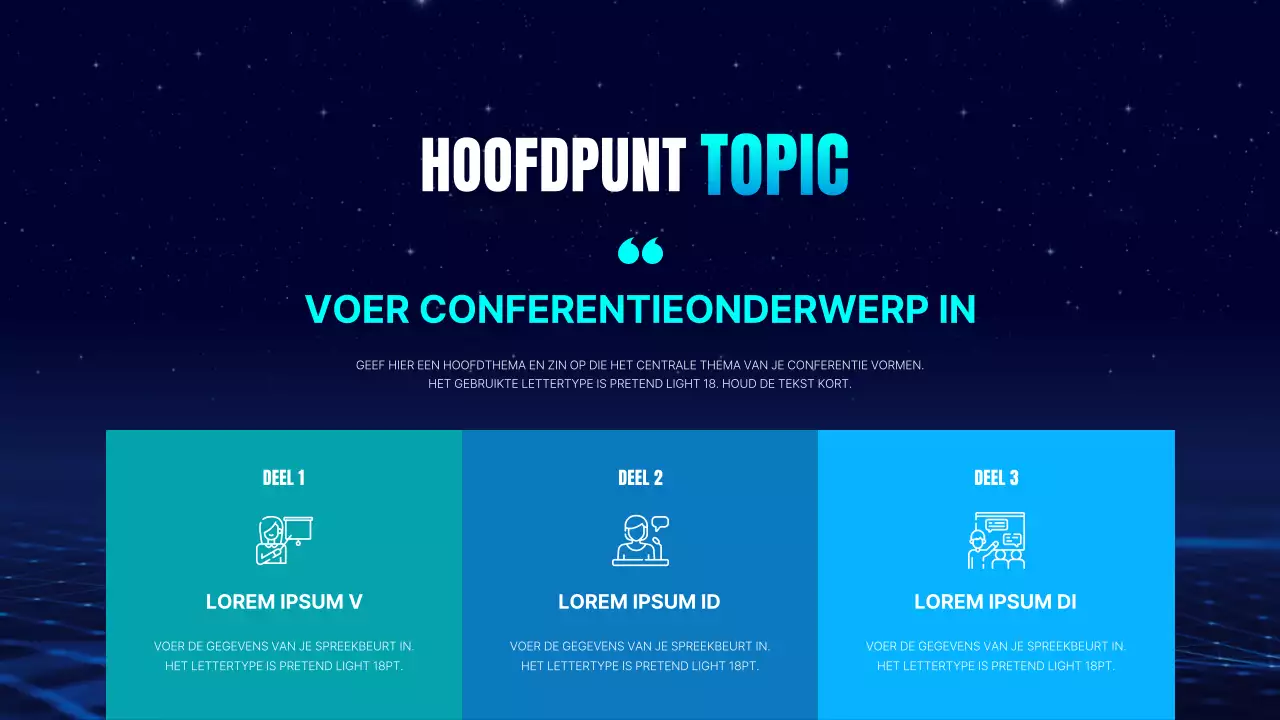 Eenvoudige conferentiepresentatie in marineblauw en lichtblauw