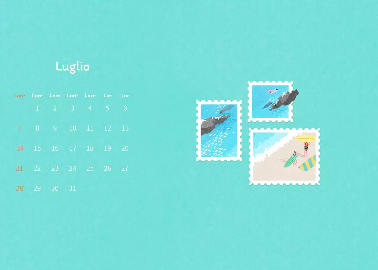 Illustrazioni di francobolli con un concetto caldo