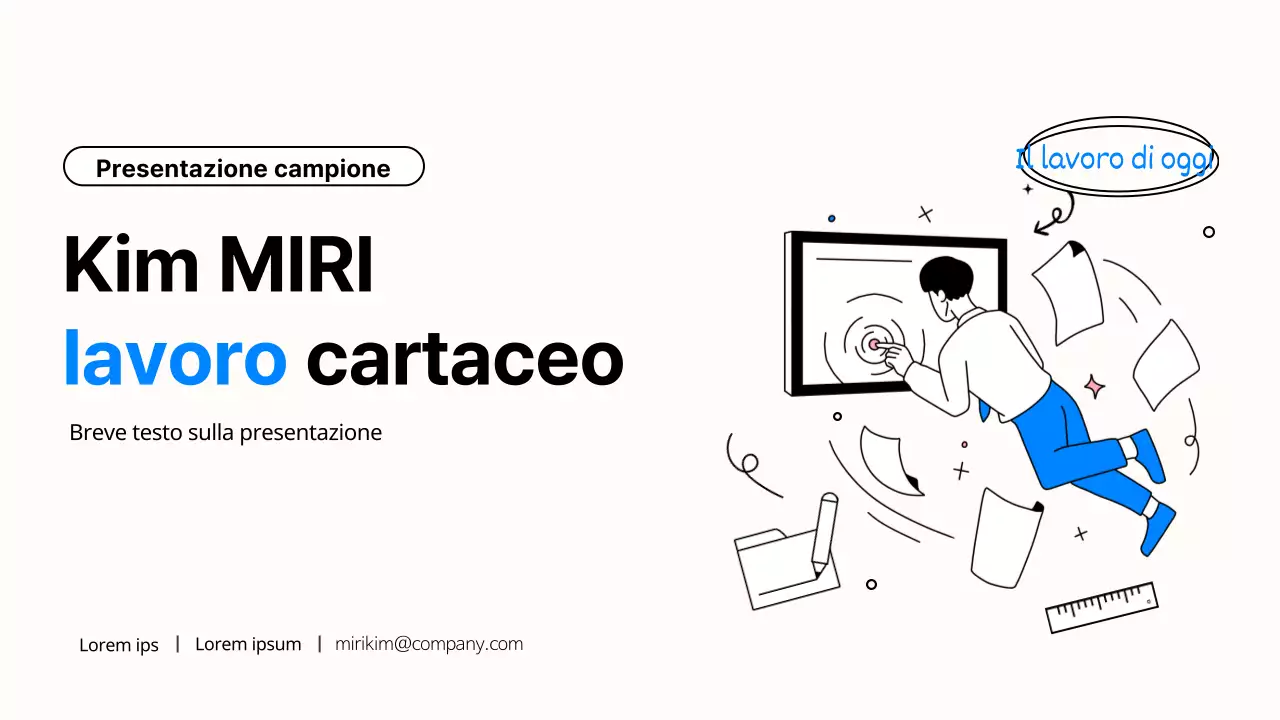 Semplice presentazione del lavoro d'ufficio in blu e nero